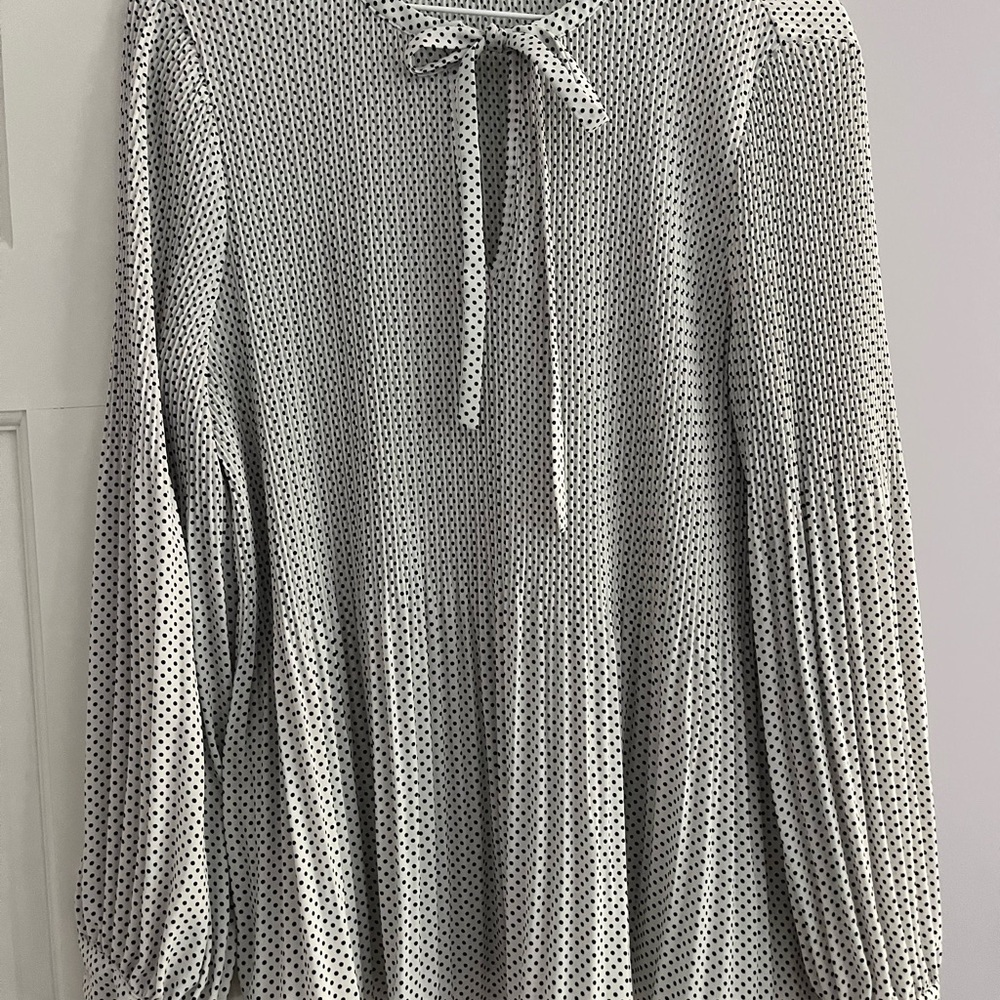 White and Black Polka dot Adriana Papell Top